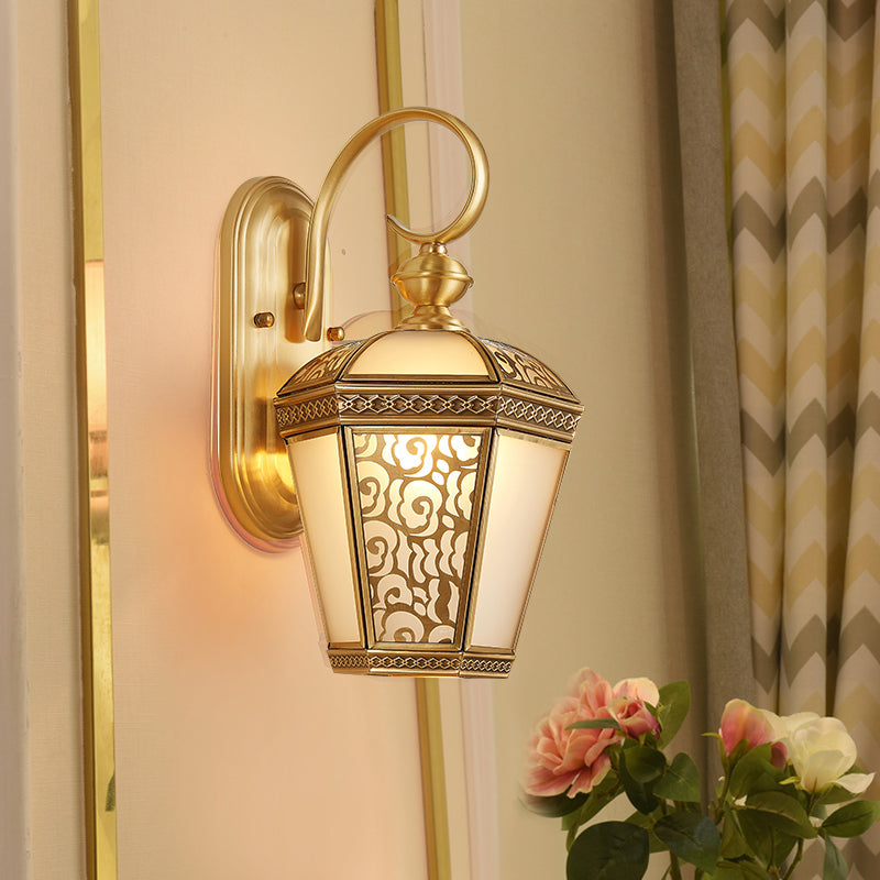 Metal Brass Wall Sconce Lighting Birdcage 1-Light Traditional Wall Light Fixture for Foyer, 6"/7.5" Wide Brass Clearhalo 'Wall Lamps & Sconces' 'Wall Lights' Lighting' 274288