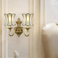 Traditional Curvy Sconce Light Fixture 1/2-Bulb Brass Metal Wall Lamp for Bedroom Clearhalo 'Wall Lamps & Sconces' 'Wall Lights' Lighting' 274374