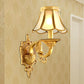 Traditional Scallop Sconce Light 1/2-Bulb Metal Wall Lighting Fixture in Brass for Living Room Clearhalo 'Wall Lamps & Sconces' 'Wall Lights' Lighting' 274436