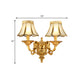 Traditional Scallop Sconce Light 1/2-Bulb Metal Wall Lighting Fixture in Brass for Living Room Clearhalo 'Wall Lamps & Sconces' 'Wall Lights' Lighting' 274445