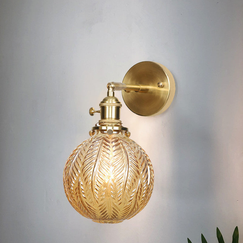 Geometric/Globe/Pentagram Wall Sconce Contemporary Prismatic Glass 1 Bulb Brass Wall Mount Light Fixture Clearhalo 'Cast Iron' 'Glass' 'Industrial' 'Modern wall lights' 'Modern' 'Tiffany' 'Traditional wall lights' 'Wall Lamps & Sconces' 'Wall Lights' Lighting' 274523
