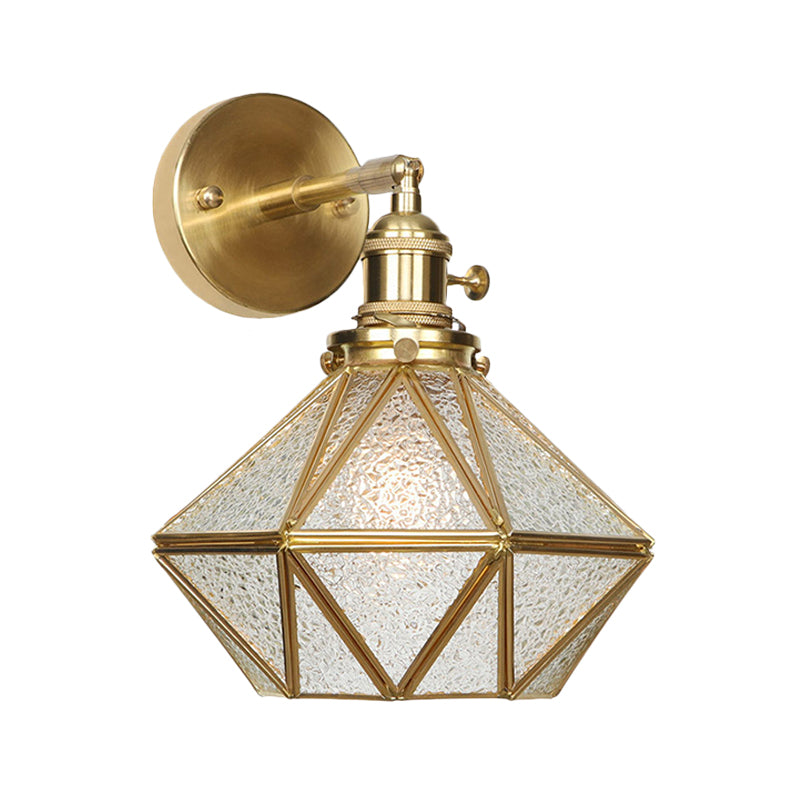 Geometric/Globe/Pentagram Wall Sconce Contemporary Prismatic Glass 1 Bulb Brass Wall Mount Light Fixture Clearhalo 'Cast Iron' 'Glass' 'Industrial' 'Modern wall lights' 'Modern' 'Tiffany' 'Traditional wall lights' 'Wall Lamps & Sconces' 'Wall Lights' Lighting' 274535