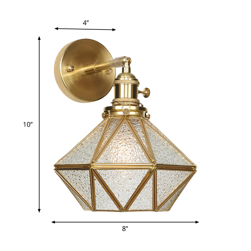 Geometric/Globe/Pentagram Wall Sconce Contemporary Prismatic Glass 1 Bulb Brass Wall Mount Light Fixture Clearhalo 'Cast Iron' 'Glass' 'Industrial' 'Modern wall lights' 'Modern' 'Tiffany' 'Traditional wall lights' 'Wall Lamps & Sconces' 'Wall Lights' Lighting' 274536