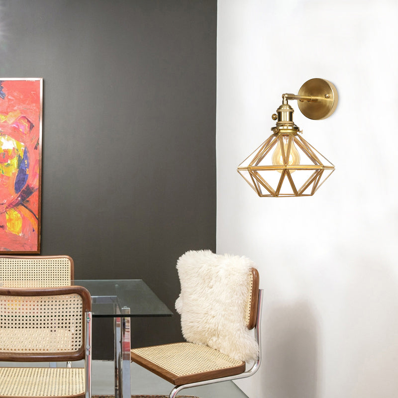 Geometric/Globe/Pentagram Wall Sconce Contemporary Prismatic Glass 1 Bulb Brass Wall Mount Light Fixture Clearhalo 'Cast Iron' 'Glass' 'Industrial' 'Modern wall lights' 'Modern' 'Tiffany' 'Traditional wall lights' 'Wall Lamps & Sconces' 'Wall Lights' Lighting' 274539