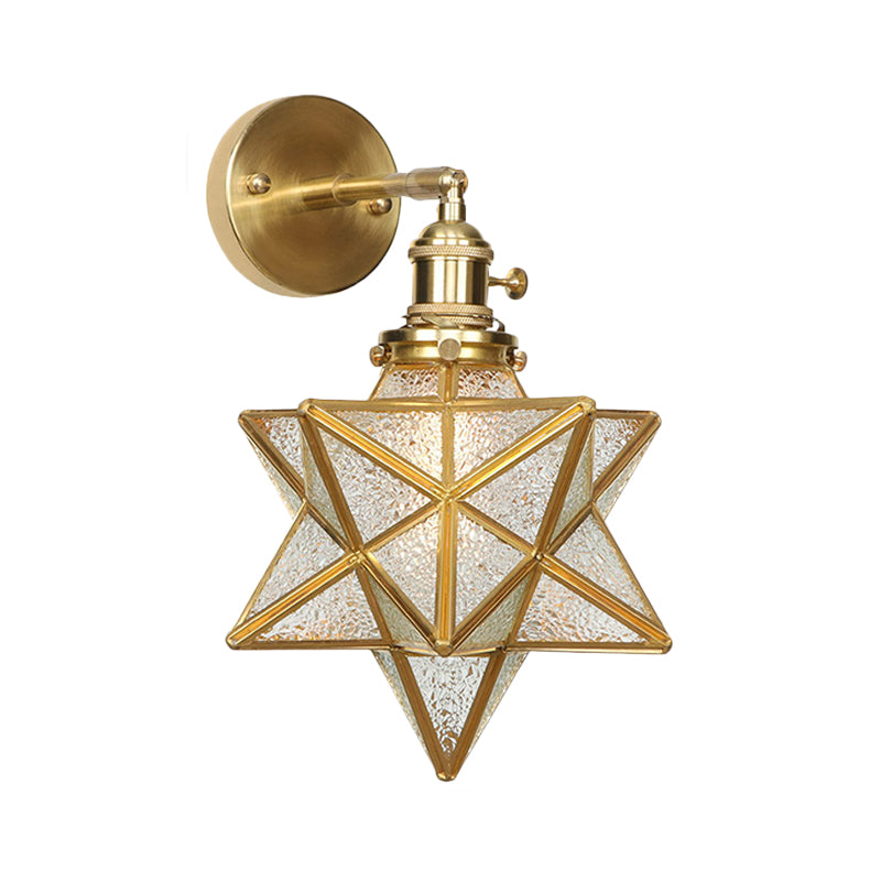Geometric/Globe/Pentagram Wall Sconce Contemporary Prismatic Glass 1 Bulb Brass Wall Mount Light Fixture Clearhalo 'Cast Iron' 'Glass' 'Industrial' 'Modern wall lights' 'Modern' 'Tiffany' 'Traditional wall lights' 'Wall Lamps & Sconces' 'Wall Lights' Lighting' 274550