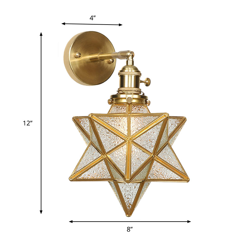 Geometric/Globe/Pentagram Wall Sconce Contemporary Prismatic Glass 1 Bulb Brass Wall Mount Light Fixture Clearhalo 'Cast Iron' 'Glass' 'Industrial' 'Modern wall lights' 'Modern' 'Tiffany' 'Traditional wall lights' 'Wall Lamps & Sconces' 'Wall Lights' Lighting' 274551