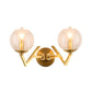 Simple 1/2 Lights Wall Mount Lamp Brass Ball Shape Sconce Light with Ribbed Glass Shade Clearhalo 'Cast Iron' 'Glass' 'Industrial' 'Modern wall lights' 'Modern' 'Tiffany' 'Traditional wall lights' 'Wall Lamps & Sconces' 'Wall Lights' Lighting' 274599
