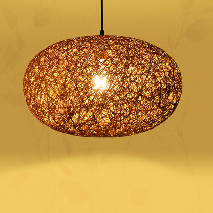 1 Bulb Handcrafted Pendant Lighting Modernist Wood Hanging Light Fixture in Coffee Coffee Clearhalo 'Ceiling Lights' 'Modern Pendants' 'Modern' 'Pendant Lights' 'Pendants' Lighting' 274672