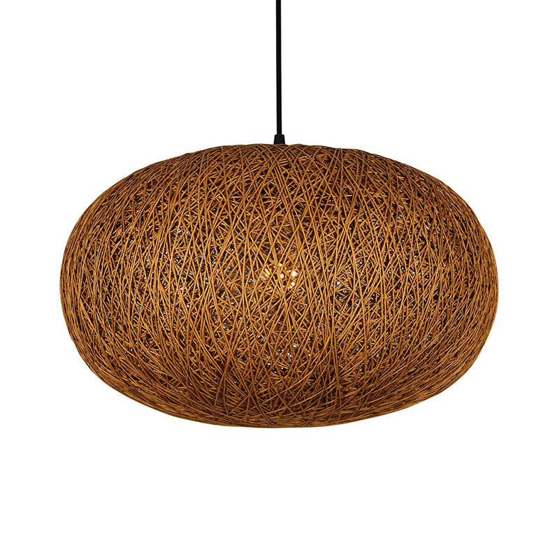 1 Bulb Handcrafted Pendant Lighting Modernist Wood Hanging Light Fixture in Coffee Clearhalo 'Ceiling Lights' 'Modern Pendants' 'Modern' 'Pendant Lights' 'Pendants' Lighting' 274675