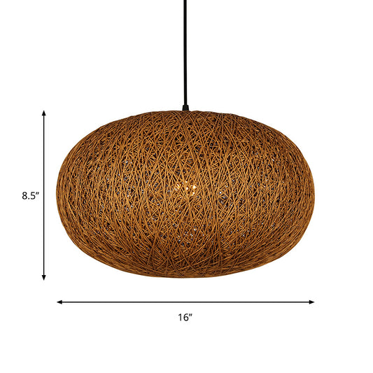 1 Bulb Handcrafted Pendant Lighting Modernist Wood Hanging Light Fixture in Coffee Clearhalo 'Ceiling Lights' 'Modern Pendants' 'Modern' 'Pendant Lights' 'Pendants' Lighting' 274676