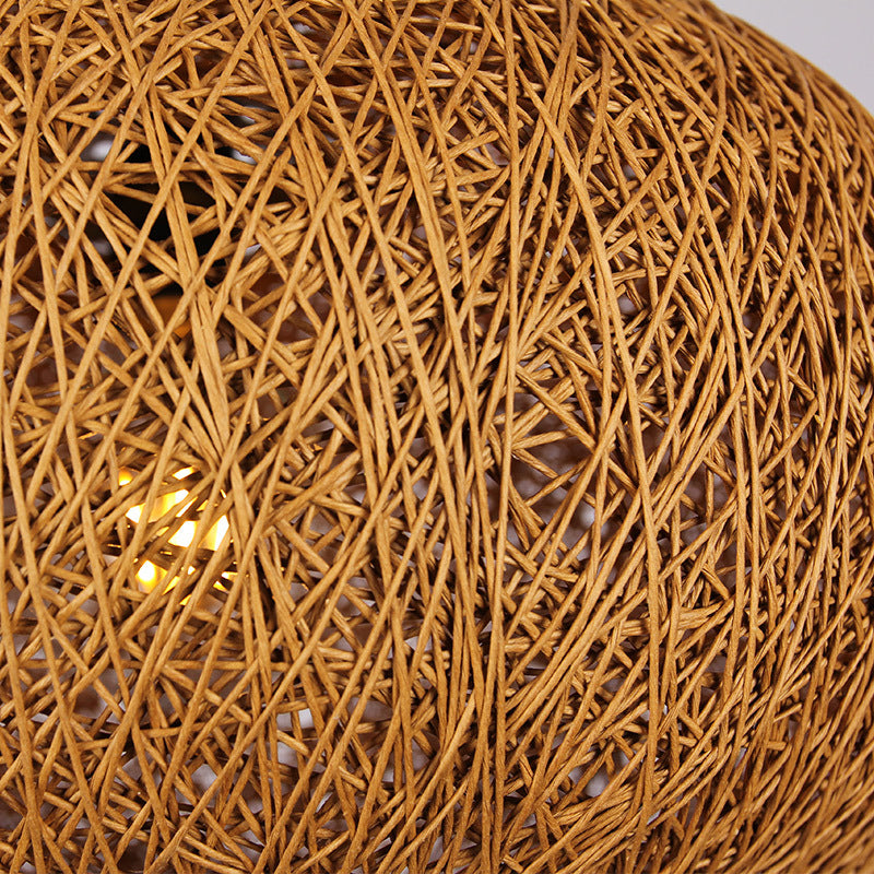 1 Bulb Handcrafted Pendant Lighting Modernist Wood Hanging Light Fixture in Coffee Clearhalo 'Ceiling Lights' 'Modern Pendants' 'Modern' 'Pendant Lights' 'Pendants' Lighting' 274677