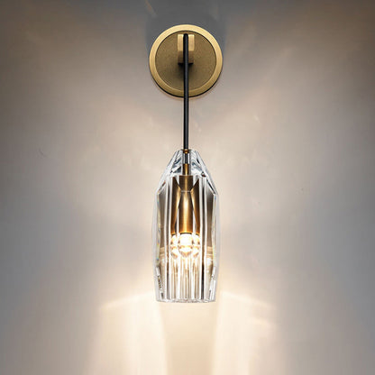 Clear Crystal Faceted Sconce Light Minimalist Single Light Brass Wall Mounted Lamp Brass Clearhalo 'Modern wall lights' 'Modern' 'Wall Lamps & Sconces' 'Wall Lights' Lighting' 274774