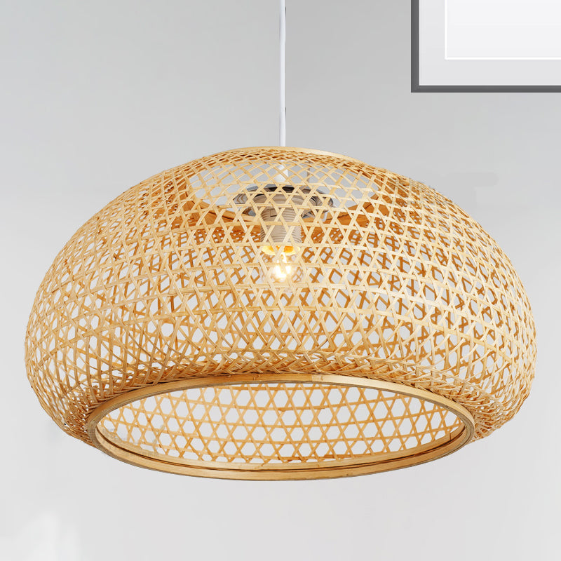 Handcrafted Suspension Pendant Contemporary Bamboo 1 Bulb Wood Hanging Light Kit, 16"/23.5" Wide Wood Clearhalo 'Ceiling Lights' 'Modern Pendants' 'Modern' 'Pendant Lights' 'Pendants' Lighting' 274836
