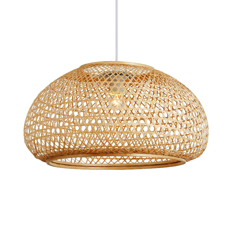 Handcrafted Suspension Pendant Contemporary Bamboo 1 Bulb Wood Hanging Light Kit, 16"/23.5" Wide Clearhalo 'Ceiling Lights' 'Modern Pendants' 'Modern' 'Pendant Lights' 'Pendants' Lighting' 274840