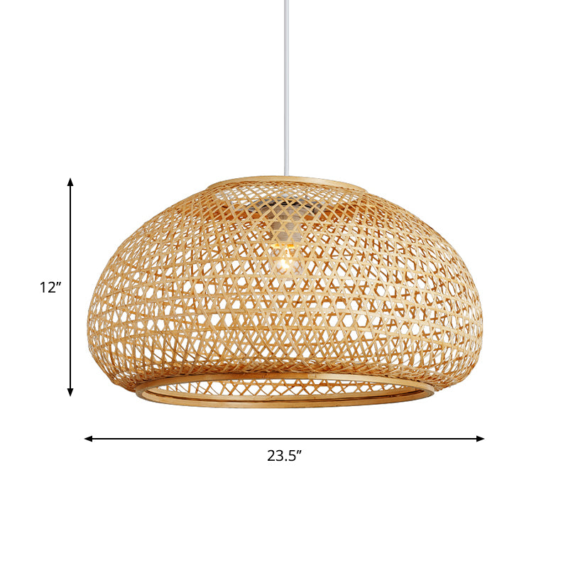 Handcrafted Suspension Pendant Contemporary Bamboo 1 Bulb Wood Hanging Light Kit, 16"/23.5" Wide Clearhalo 'Ceiling Lights' 'Modern Pendants' 'Modern' 'Pendant Lights' 'Pendants' Lighting' 274842
