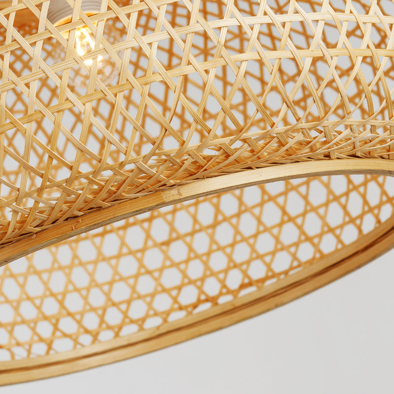 Handcrafted Suspension Pendant Contemporary Bamboo 1 Bulb Wood Hanging Light Kit, 16"/23.5" Wide Clearhalo 'Ceiling Lights' 'Modern Pendants' 'Modern' 'Pendant Lights' 'Pendants' Lighting' 274843