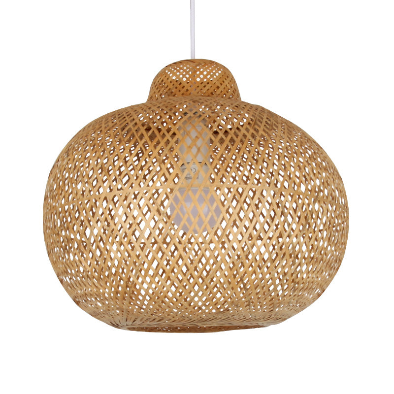 1 Bulb Handmade Pendant Lighting Modernist Bamboo Hanging Light Fixture in Wood Clearhalo 'Ceiling Lights' 'Modern Pendants' 'Modern' 'Pendant Lights' 'Pendants' Lighting' 274984
