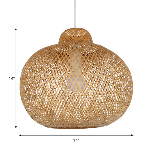 1 Bulb Handmade Pendant Lighting Modernist Bamboo Hanging Light Fixture in Wood Clearhalo 'Ceiling Lights' 'Modern Pendants' 'Modern' 'Pendant Lights' 'Pendants' Lighting' 274985