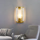 Modern Style 1 Bulb Wall Sconce Gold Semi Cylinder Wall Mount Lamp with Clear Glass Shade Clearhalo 'Cast Iron' 'Glass' 'Industrial' 'Modern wall lights' 'Modern' 'Tiffany' 'Traditional wall lights' 'Wall Lamps & Sconces' 'Wall Lights' Lighting' 275086