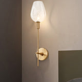 Modern 1 Bulb Wall Mount Lamp Brass Finish Pencil Armed Sconce Light with Clear Wine Glass Shade - Brass - Clearhalo - 'Cast Iron' - 'Glass' - 'Industrial' - 'Modern wall lights' - 'Modern' - 'Tiffany' - 'Traditional wall lights' - 'Wall Lamps & Sconces' - 'Wall Lights' - Lighting' - 275125