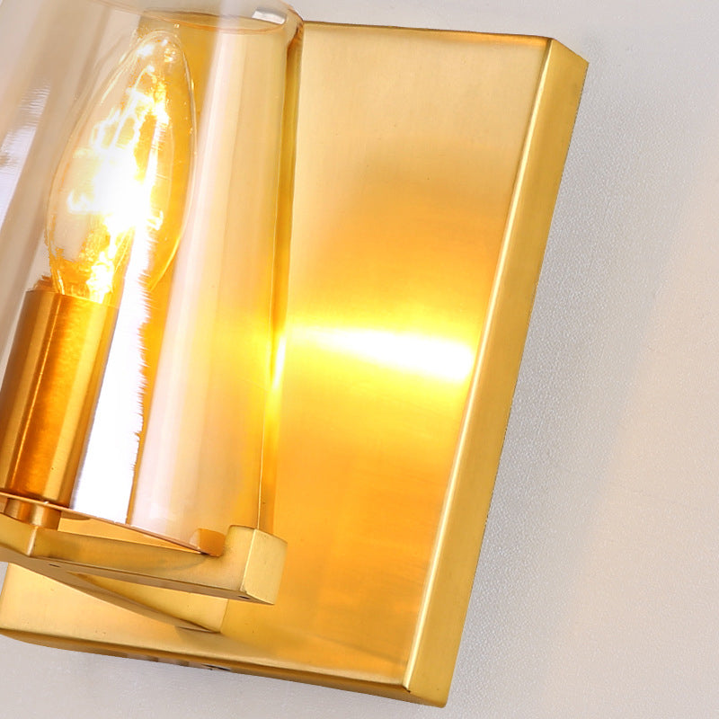 Modern Indoor Wall Sconce Conical Brass Glass Single Light Living Room Wall Mount Lamp - Clearhalo - 'Cast Iron' - 'Glass' - 'Industrial' - 'Modern wall lights' - 'Modern' - 'Tiffany' - 'Traditional wall lights' - 'Wall Lamps & Sconces' - 'Wall Lights' - Lighting' - 275153
