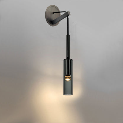 Tubular Wall Sconce Light Modern Style Black Glass 1-Light Wall Mounted Drop Lamp Black Clearhalo 'Cast Iron' 'Glass' 'Industrial' 'Modern wall lights' 'Modern' 'Tiffany' 'Traditional wall lights' 'Wall Lamps & Sconces' 'Wall Lights' Lighting' 275154