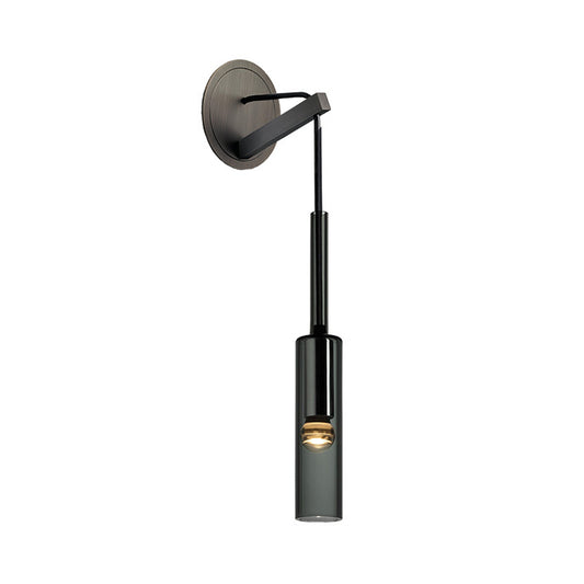Tubular Wall Sconce Light Modern Style Black Glass 1-Light Wall Mounted Drop Lamp Clearhalo 'Cast Iron' 'Glass' 'Industrial' 'Modern wall lights' 'Modern' 'Tiffany' 'Traditional wall lights' 'Wall Lamps & Sconces' 'Wall Lights' Lighting' 275158