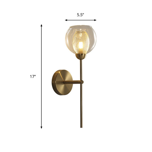 Dual Cup Shape Wall Mounted Lamp Modernist Single Clear Glass and Metallic Wall Light Sconce in Black/Gold Clearhalo 'Cast Iron' 'Glass' 'Industrial' 'Modern wall lights' 'Modern' 'Tiffany' 'Traditional wall lights' 'Wall Lamps & Sconces' 'Wall Lights' Lighting' 275199