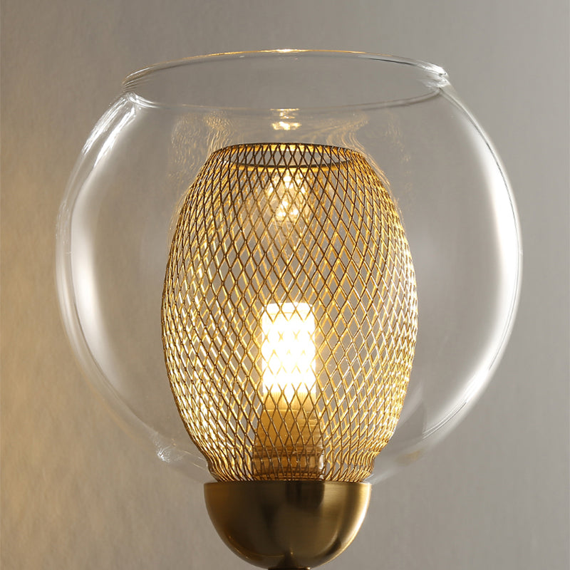 Dual Cup Shape Wall Mounted Lamp Modernist Single Clear Glass and Metallic Wall Light Sconce in Black/Gold Clearhalo 'Cast Iron' 'Glass' 'Industrial' 'Modern wall lights' 'Modern' 'Tiffany' 'Traditional wall lights' 'Wall Lamps & Sconces' 'Wall Lights' Lighting' 275200