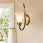 Opal Glass Petal Wall Sconce Fixture Lodge Stylish 1/2-Light Living Room Wall Lamp in Brass Clearhalo 'Wall Lamps & Sconces' 'Wall Lights' Lighting' 275217