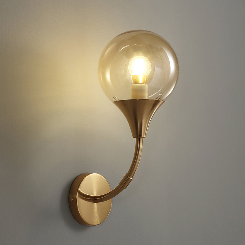 Amber Bare Ball Wall Sconce Retro Style Single Closed Glass Wall Mounted Light Fixture Amber Clearhalo 'Cast Iron' 'Glass' 'Industrial' 'Modern wall lights' 'Modern' 'Tiffany' 'Traditional wall lights' 'Wall Lamps & Sconces' 'Wall Lights' Lighting' 275226
