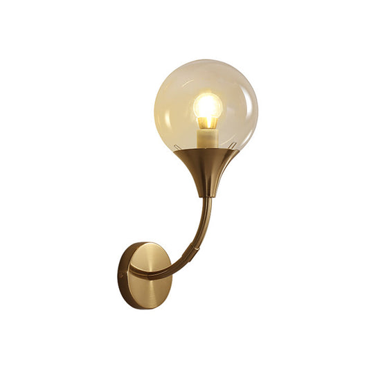 Amber Bare Ball Wall Sconce Retro Style Single Closed Glass Wall Mounted Light Fixture Clearhalo 'Cast Iron' 'Glass' 'Industrial' 'Modern wall lights' 'Modern' 'Tiffany' 'Traditional wall lights' 'Wall Lamps & Sconces' 'Wall Lights' Lighting' 275231