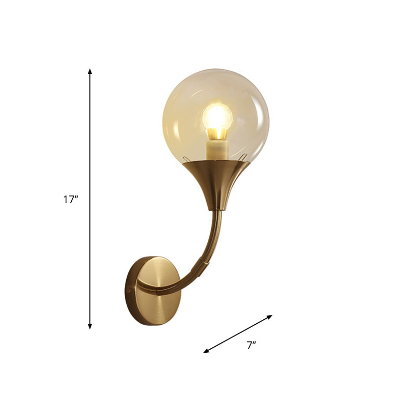 Amber Bare Ball Wall Sconce Retro Style Single Closed Glass Wall Mounted Light Fixture Clearhalo 'Cast Iron' 'Glass' 'Industrial' 'Modern wall lights' 'Modern' 'Tiffany' 'Traditional wall lights' 'Wall Lamps & Sconces' 'Wall Lights' Lighting' 275232