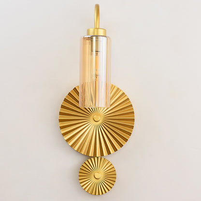 Retro Gooseneck Wall Lamp 1-Light Amber/Clear/Smoke Gray Glass Wall Light Sconce with Lotus Leaf Design Amber Clearhalo 'Cast Iron' 'Glass' 'Industrial' 'Modern wall lights' 'Modern' 'Tiffany' 'Traditional wall lights' 'Wall Lamps & Sconces' 'Wall Lights' Lighting' 275296