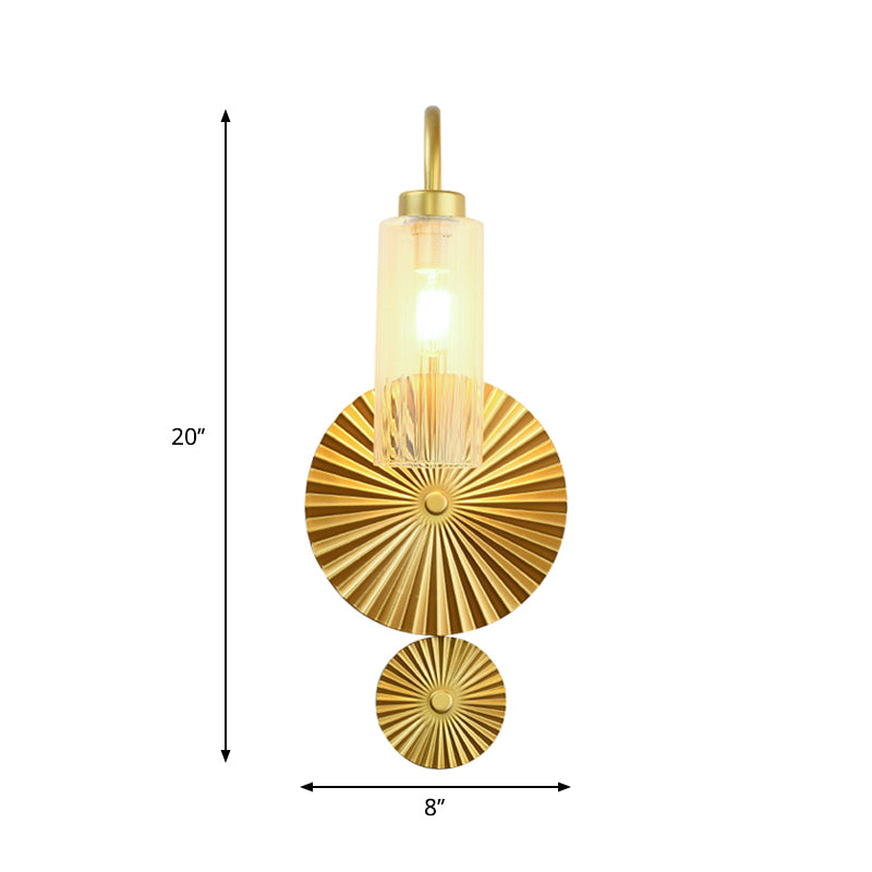 Retro Gooseneck Wall Lamp 1-Light Amber/Clear/Smoke Gray Glass Wall Light Sconce with Lotus Leaf Design Clearhalo 'Cast Iron' 'Glass' 'Industrial' 'Modern wall lights' 'Modern' 'Tiffany' 'Traditional wall lights' 'Wall Lamps & Sconces' 'Wall Lights' Lighting' 275308