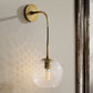 Pink/Yellow/Blue Glass Globe Wall Mounted Lamp Retro 1 Bulb Armed Sconce Light in Brass Finish Clearhalo 'Cast Iron' 'Glass' 'Industrial' 'Modern wall lights' 'Modern' 'Tiffany' 'Traditional wall lights' 'Wall Lamps & Sconces' 'Wall Lights' Lighting' 275394