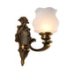 Milky Glass Wall Lighting Fixture Petal Shade 1/2-Light Traditional Stylish Wall Mount Lamp in Brass Clearhalo 'Wall Lamps & Sconces' 'Wall Lights' Lighting' 275498