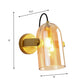 Retro Style Cloche Sconce Light 1 Bulb Amber/Blue/Smoke Gray Glass Bedroom Wall Mounted Lamp Kit in Brass Finish Clearhalo 'Cast Iron' 'Glass' 'Industrial' 'Modern wall lights' 'Modern' 'Tiffany' 'Traditional wall lights' 'Wall Lamps & Sconces' 'Wall Lights' Lighting' 275572