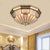Brass 6 Bulbs Light Fixture Classic Metal Dome Flush Mount Ceiling Chandelier with Beveled Glass Shade Brass Clearhalo 'Ceiling Lights' 'Close To Ceiling Lights' 'Close to ceiling' 'Flush mount' Lighting' 275748