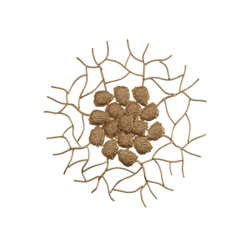 Modern Style Round Wall Lamp 3 Lights Aluminum Wall Lighting Fixture with Dark Coffee/Gold Leaf Design Clearhalo 'Wall Lamps & Sconces' 'Wall Lights' Lighting' 275819