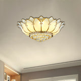 Gold Scalloped Flush Mount Fixture Classic Opal Glass 6 Lights Living Room Flushmount Lighting Gold Clearhalo 'Ceiling Lights' 'Close To Ceiling Lights' 'Close to ceiling' 'Flush mount' Lighting' 275939