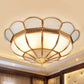 4-Light Flushmount Lighting Traditional Flower Milky Glass Ceiling Flush Mount in Gold for Bedroom Clearhalo 'Ceiling Lights' 'Close To Ceiling Lights' 'Close to ceiling' 'Flush mount' Lighting' 275945