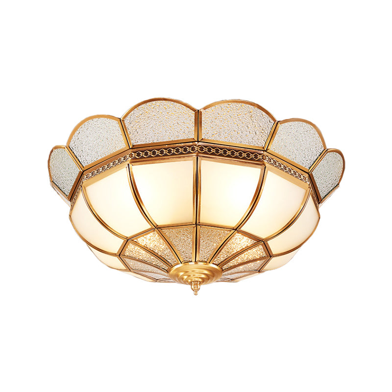 4-Light Flushmount Lighting Traditional Flower Milky Glass Ceiling Flush Mount in Gold for Bedroom Clearhalo 'Ceiling Lights' 'Close To Ceiling Lights' 'Close to ceiling' 'Flush mount' Lighting' 275947