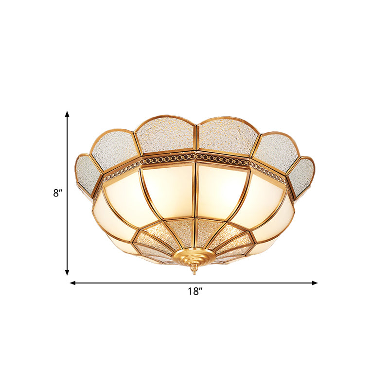 4-Light Flushmount Lighting Traditional Flower Milky Glass Ceiling Flush Mount in Gold for Bedroom Clearhalo 'Ceiling Lights' 'Close To Ceiling Lights' 'Close to ceiling' 'Flush mount' Lighting' 275948