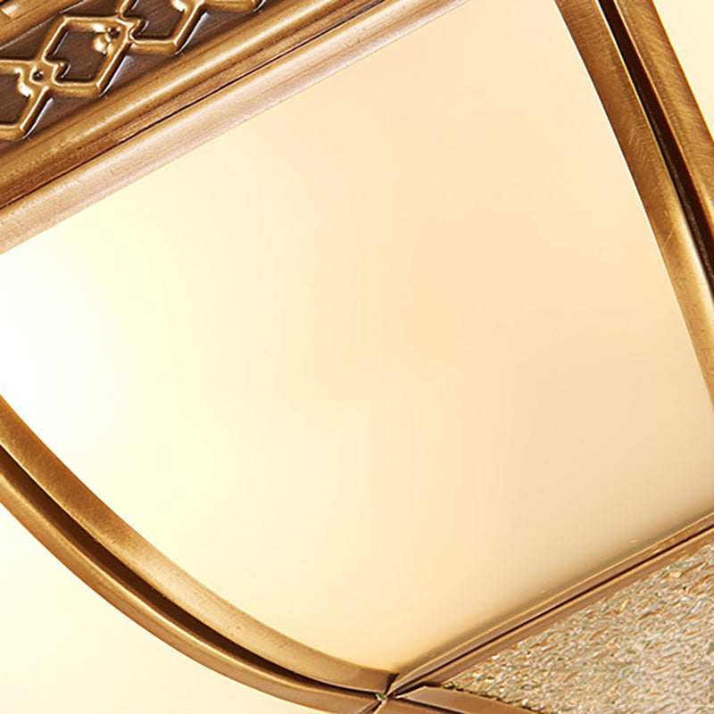 4-Light Flushmount Lighting Traditional Flower Milky Glass Ceiling Flush Mount in Gold for Bedroom Clearhalo 'Ceiling Lights' 'Close To Ceiling Lights' 'Close to ceiling' 'Flush mount' Lighting' 275949