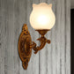 Petal Milk Glass Wall Light Sconce Traditional Stylish 1 Bulb Bedroom Wall Mount Light in Gold Clearhalo 'Wall Lamps & Sconces' 'Wall Lights' Lighting' 276019