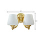 Gold 1/2-Bulb Wall Sconce Lamp Modern Style White Glass Cup Shaped Wall Lighting for Bedroom Clearhalo 'Wall Lamps & Sconces' 'Wall Lights' Lighting' 276133