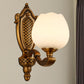 Bowl White Glass Wall Lamp Vintage Style 1/2-Head Bedroom Wall Sconce Light in Brass Clearhalo 'Wall Lamps & Sconces' 'Wall Lights' Lighting' 276188