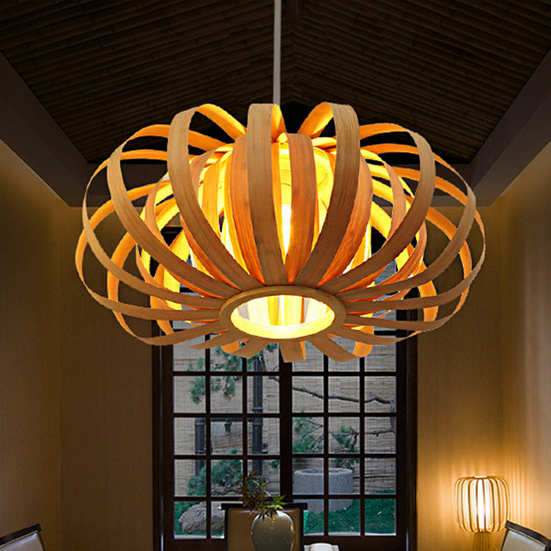 1-Light Oval Pendant Lighting Wooden Shade Nordic Style Hanging Lamp with Adjustable Cord, 18"/21.5"/24.5" W Clearhalo 'Ceiling Lights' 'Modern Pendants' 'Modern' 'Pendant Lights' 'Pendants' Lighting' 276257