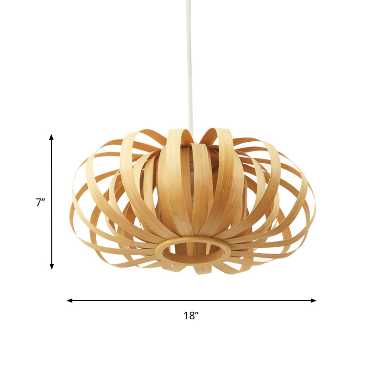 1-Light Oval Pendant Lighting Wooden Shade Nordic Style Hanging Lamp with Adjustable Cord, 18"/21.5"/24.5" W Clearhalo 'Ceiling Lights' 'Modern Pendants' 'Modern' 'Pendant Lights' 'Pendants' Lighting' 276261